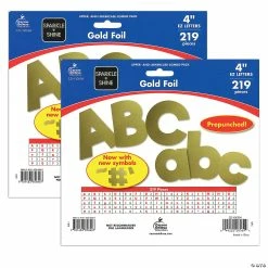 Brand new 👏 Carson Dellosa Education Sparkle + Shine Gold Foil Combo Pack EZ Letters, 4-inch, 219 Pieces Per Pack, 2 Packs ⭐