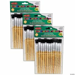 Deals ✔️ Charles Leonard Flat Tip Easel Paint Brushes, Short Stubby Handle, 0.50 Inch, Natural Handles, Black Bristles, 12 Per Pack, 3 Packs 👏