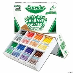 Discount ⌛ Crayola Ultra-Clean Washable Markers Classpack, Broad Line, 8 Colors, Pack of 200 🔔