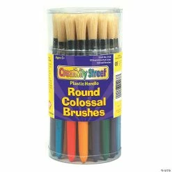 Coupon 👏 Creativity Street Colossal Brushes, Round, Assorted Colors, 7.25" Long, 30 Brushes 🤩