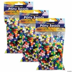 Coupon ❤️ Creativity Street Pony Beads, Assorted Bright Hues, 6 mm x 9 mm, 1000 Per Pack, 3 Packs ⌛