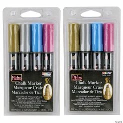 Best deal 😉 Marvy Uchida Bistro Chalk Markers, Chisel Tip, Silver, Gold, Blue, Red, 4 Per Pack, 2 Packs 😍