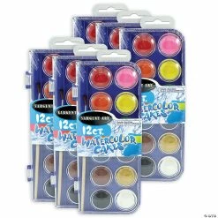Promo 🧨 Sargent Art Watercolor Set, Plastic Case with Brush, 12 Colors Per Set, 6 Sets 👏